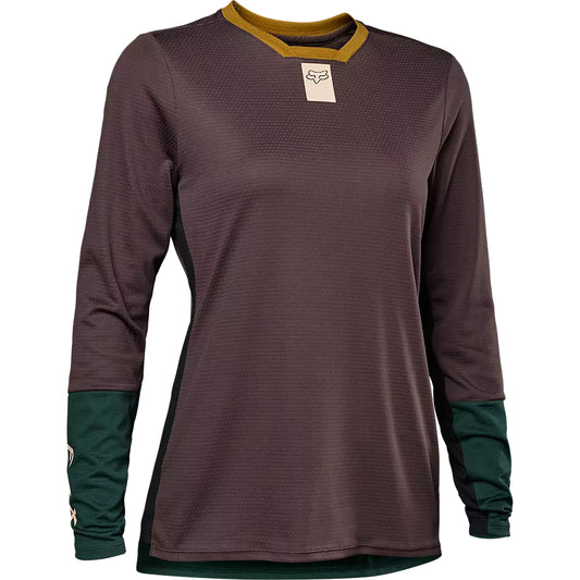 Polera Bicicleta Mujer Defend Manga Larga Morado/Verde Fox