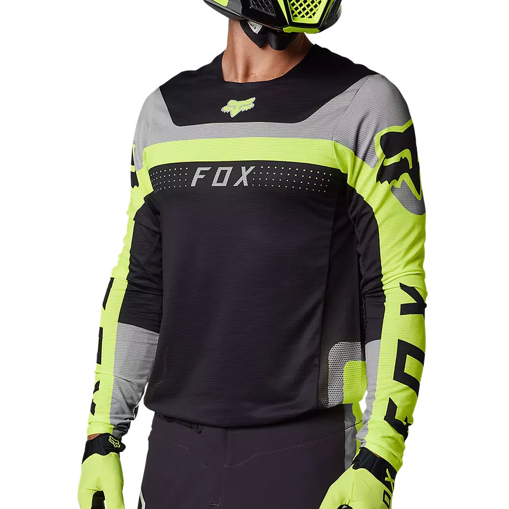 Polera Moto Flexair Efekt Negro/Amarillo/Gris Fox polera moto fox motocross