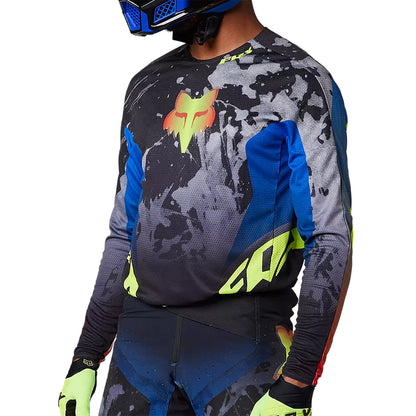 Polera Moto 360 Dkay Azul/Negro/Amarillo Fox