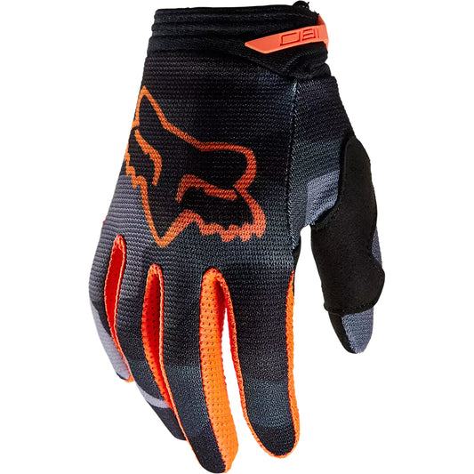 Guantes Moto Niño 180 Bknr Camo Gris/Naranjo Fox