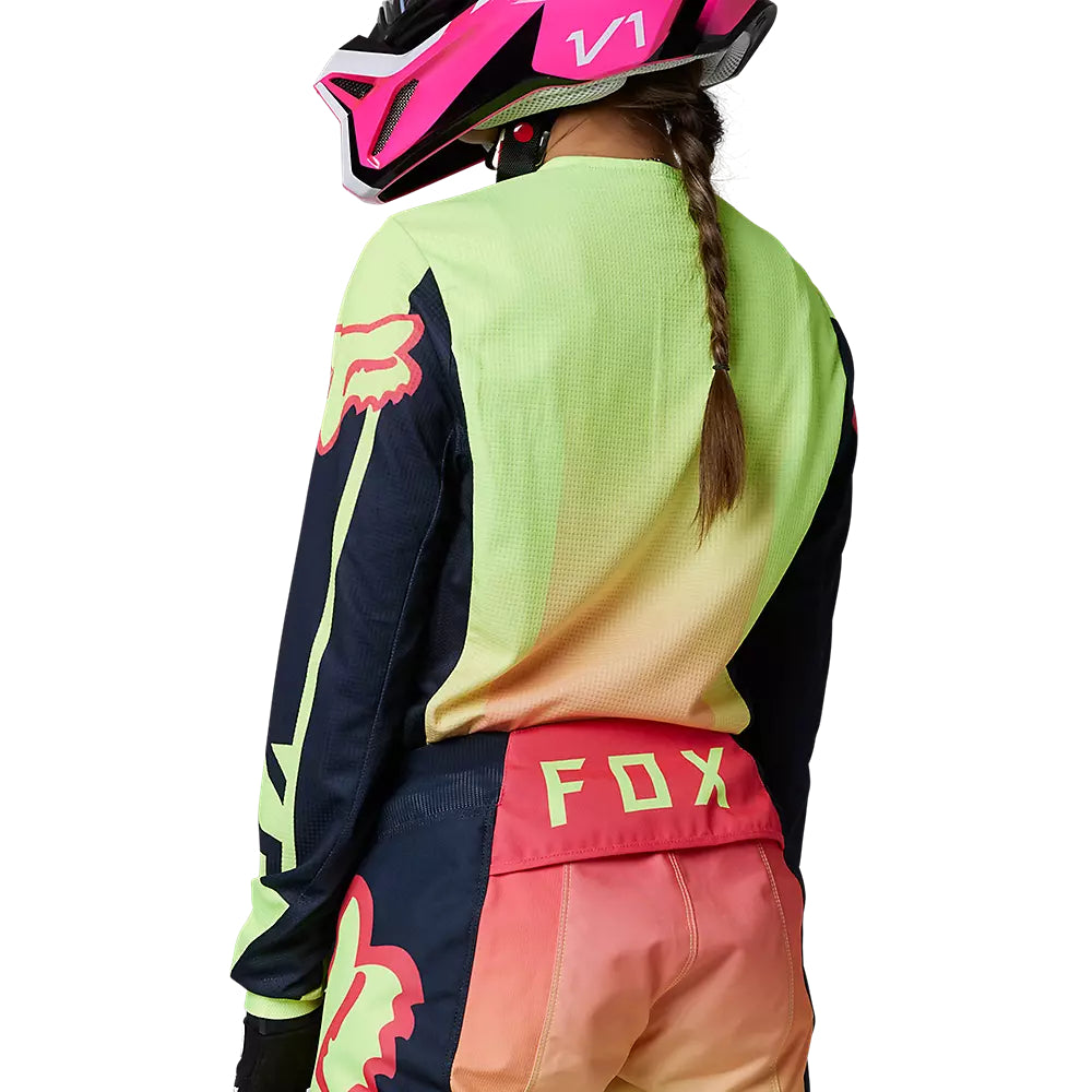 Polera Moto Mujer 180 Leed Rosado/Amarillo Fox polera moto fox motocross