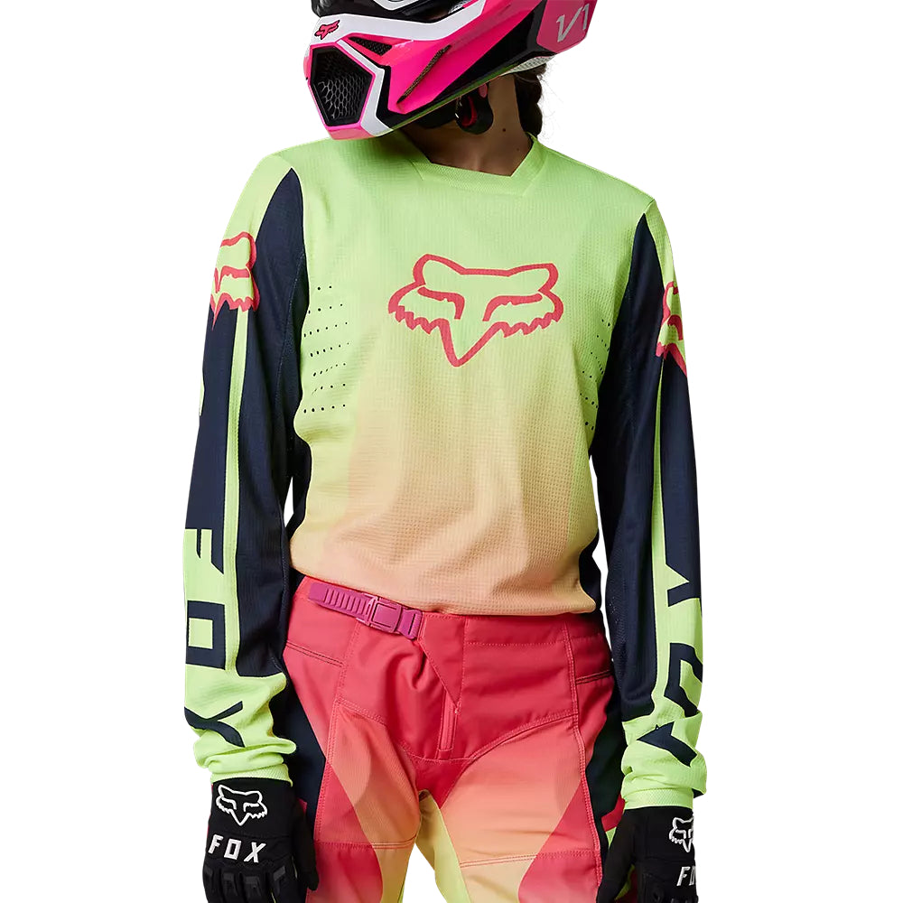 Polera Moto Mujer 180 Leed Rosado/Amarillo Fox polera moto fox motocross