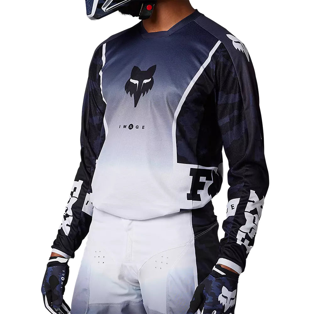 Polera Moto 180 Nuklr Azul/Blanco Fox polera moto fox motocross