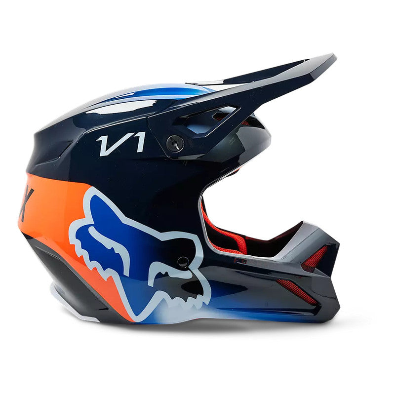 Casco Moto V1 Toxsyk Azul/Naranjo Fox | Casco Moto Fox casco fox racing motocross mtb