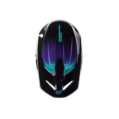 Casco Moto Niño V1 Toxsyk Negro/Celeste Fox | Casco Moto Fox casco fox racing motocross mtb
