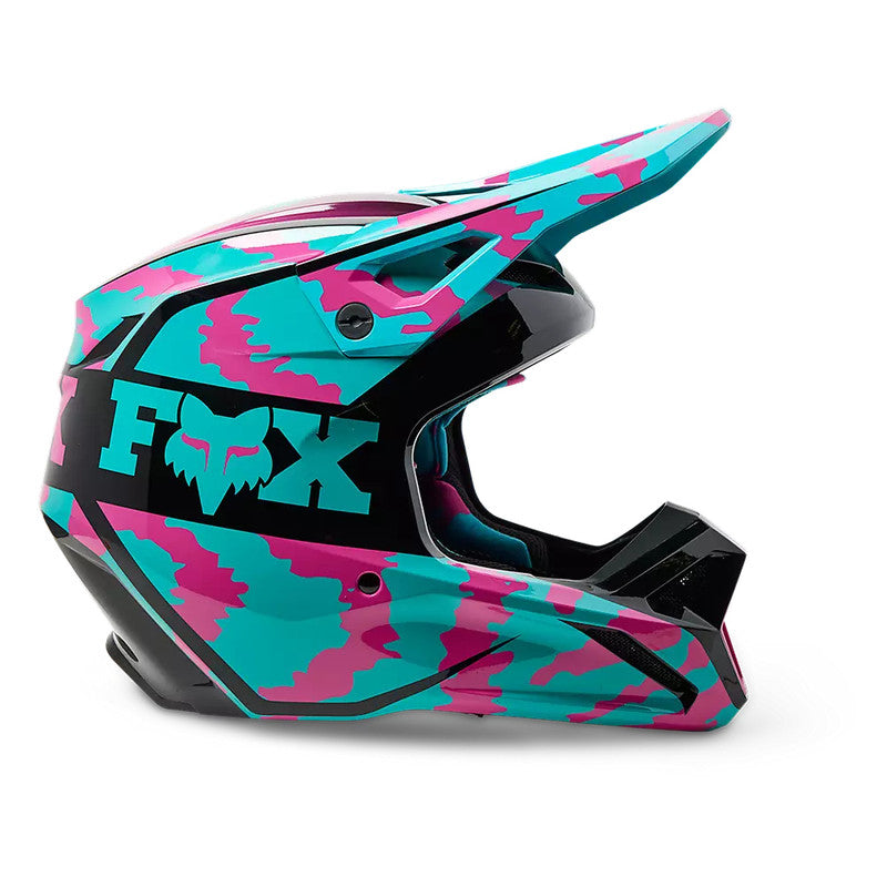 Casco Moto V1 Nuklr Celeste/Rosado Fox | Casco Moto Fox casco fox racing motocross mtb