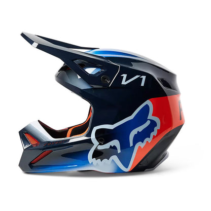 Casco Moto V1 Toxsyk Azul/Naranjo Fox | Casco Moto Fox casco fox racing motocross mtb