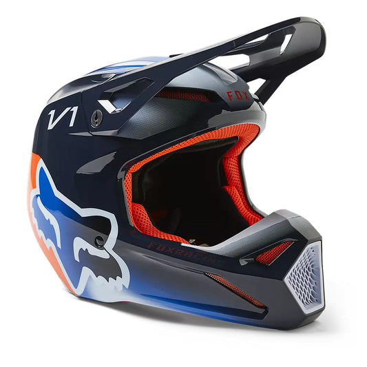 Casco Moto V1 Toxsyk Azul/Naranjo Fox