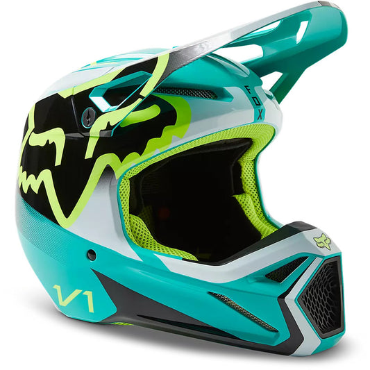 Casco Moto V1 Leed Celeste Fox