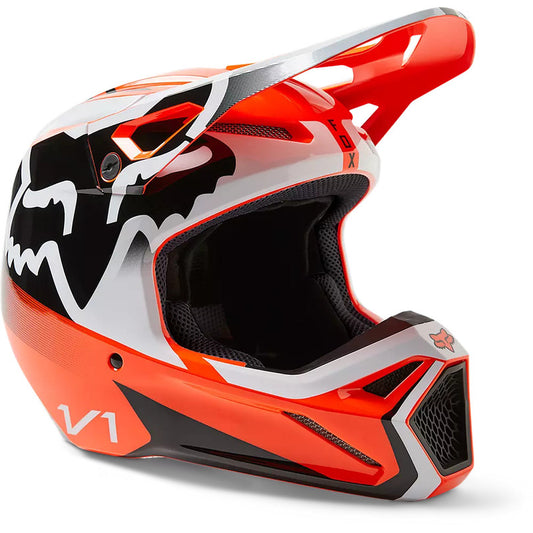 Casco Moto V1 Leed Naranjo Fox