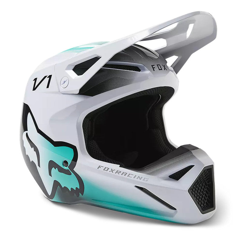 Casco Moto V1 Toxsyk Blanco/Celeste Fox | Casco Moto Fox casco fox racing motocross mtb