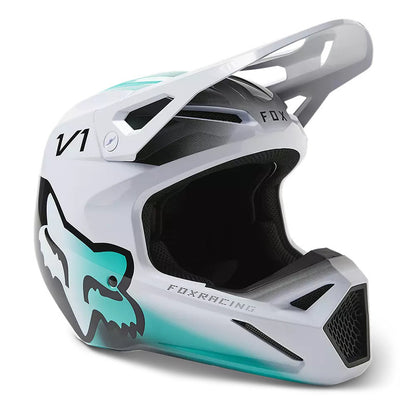 Casco Moto V1 Toxsyk Blanco/Celeste Fox | Casco Moto Fox casco fox racing motocross mtb