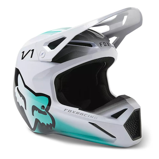 Casco Moto V1 Toxsyk Blanco/Celeste Fox | Casco Moto Fox casco fox racing motocross mtb