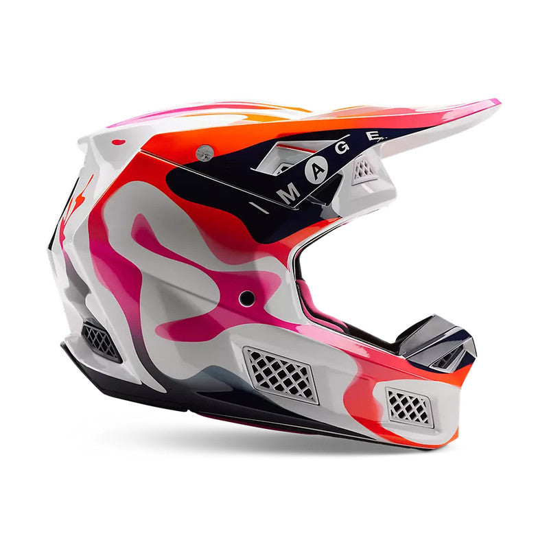Casco Moto V3 Ryvr Edicion Limitada ECE Blanco/Azul/Rosado Fox | Casco Moto Fox casco fox racing motocross mtb