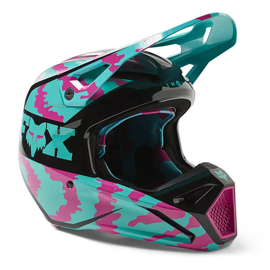 Casco Moto Niño V1 Nuklr Celeste/Rosado Fox | Casco Moto Fox casco fox racing motocross mtb