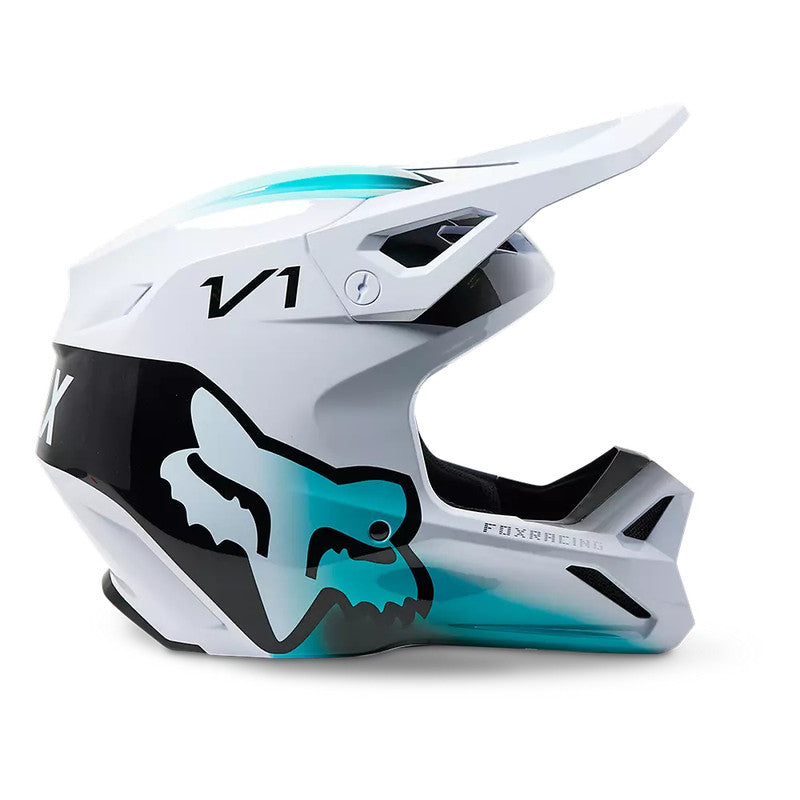 Casco Moto V1 Toxsyk Blanco/Celeste Fox | Casco Moto Fox casco fox racing motocross mtb