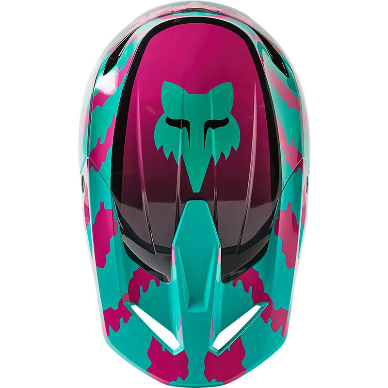 Casco Moto Niño V1 Nuklr Celeste/Rosado Fox | Casco Moto Fox casco fox racing motocross mtb