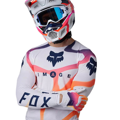 Polera Moto Flexair Ryvr Edicion Limitada Blanco/Azul/Rosado Fox