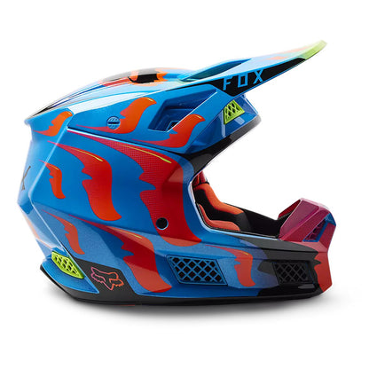 Casco Moto V3 RS Eyeris Celeste/Naranjo Fox