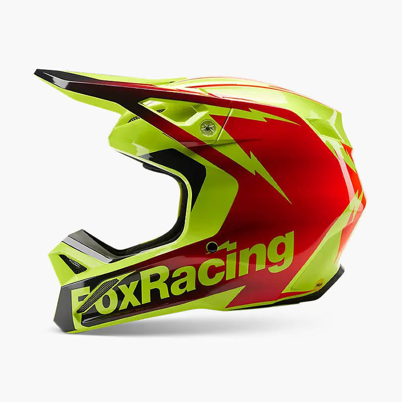 Casco Moto V1 Statk Amarillo/Rojo Fox