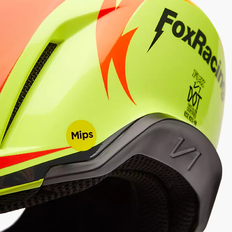 Casco Moto V1 Statk Amarillo/Rojo Fox