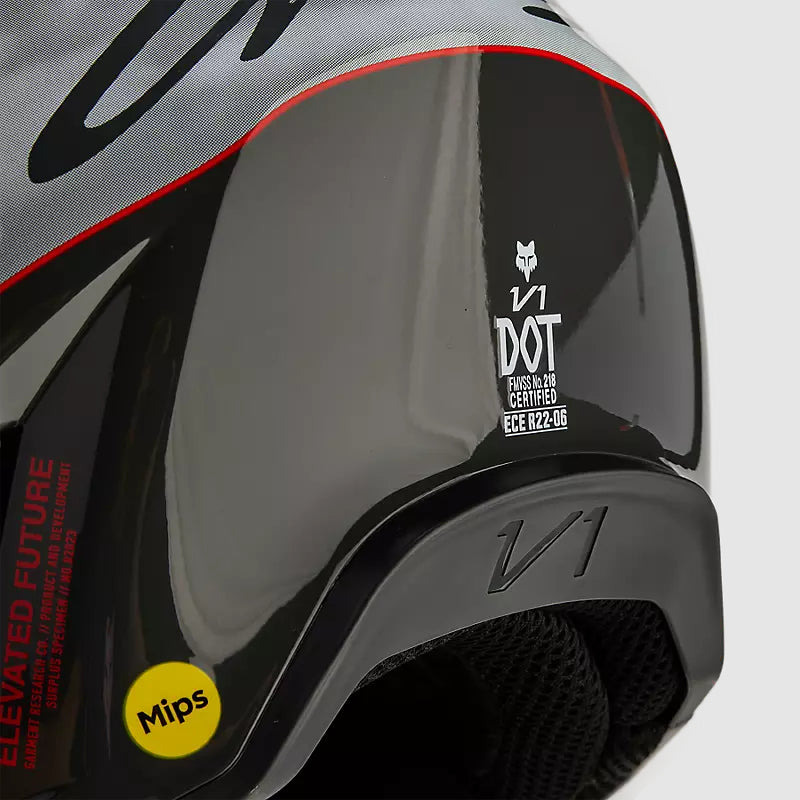 Casco Moto V1 Atlas Gris/Rojo Fox | Casco Moto Fox casco fox racing motocross mtb