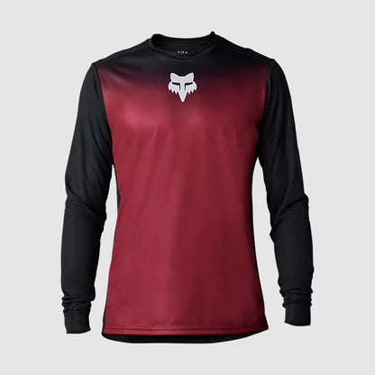 Polera Bicicleta Ranger Keel Manga Larga Negro/Rojo Fox polera bicicleta fox mtb