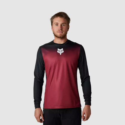 Polera Bicicleta Ranger Keel Manga Larga Negro/Rojo Fox polera bicicleta fox mtb