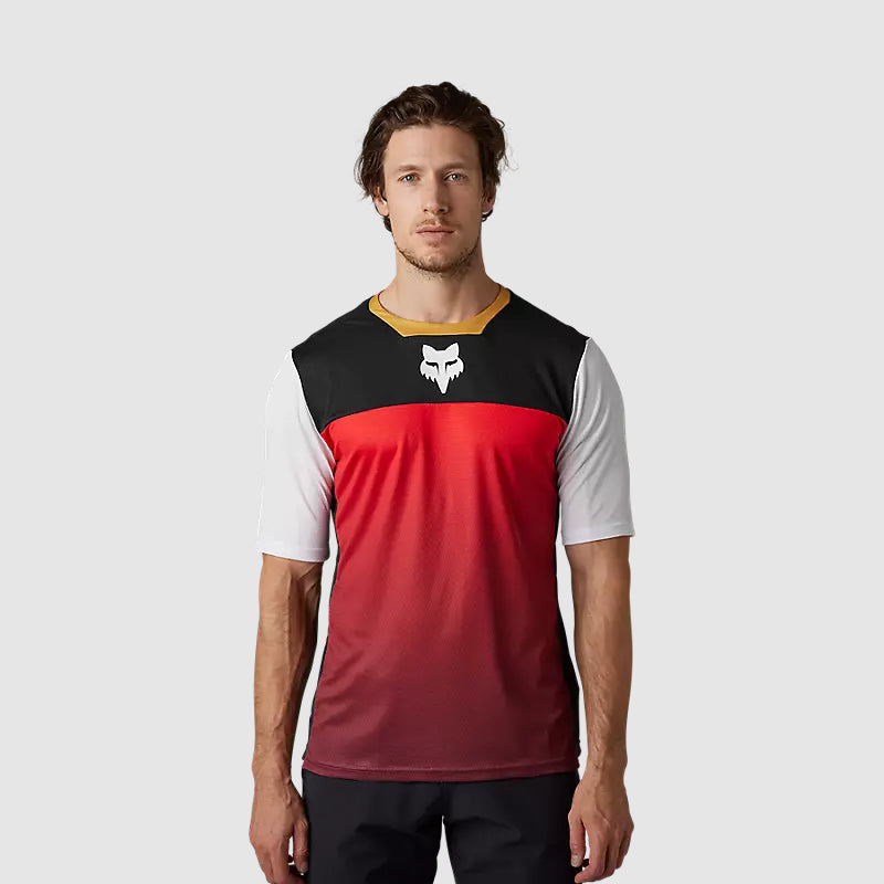 Polera Bicicleta Defend Aurora Negro/Blanco/Rojo Fox polera bicicleta fox mtb