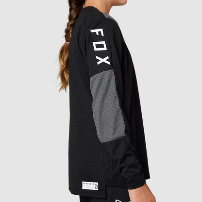 Polera Bicicleta Niño Defend Manga Larga Negro Fox