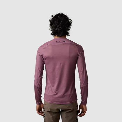 Polera Bicicleta Flexair Ascent Manga Larga Burdeo Fox