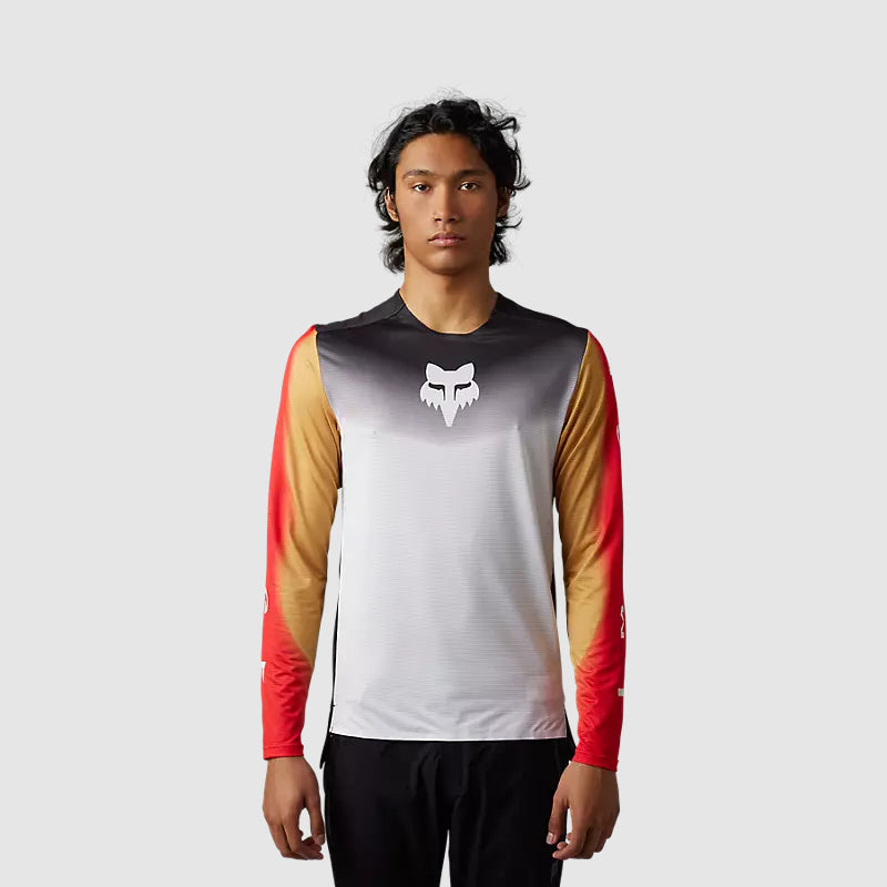 Polera Bicicleta Flexair Novah Negro/Blanco Manga Larga Fox