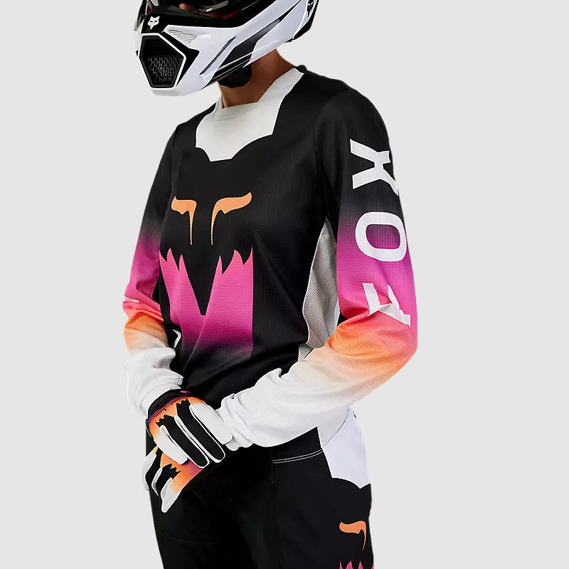 Polera Moto Mujer 180 Flora Negro/Rosado Fox polera moto fox motocross
