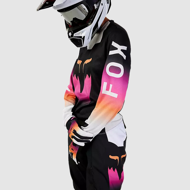 Polera Moto Mujer 180 Flora Negro/Rosado Fox polera moto fox motocross