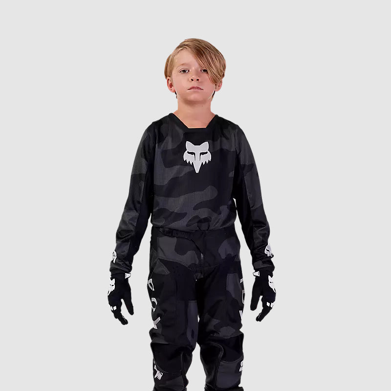 Polera Moto Niño 180 Bnkr Camo Negro Fox