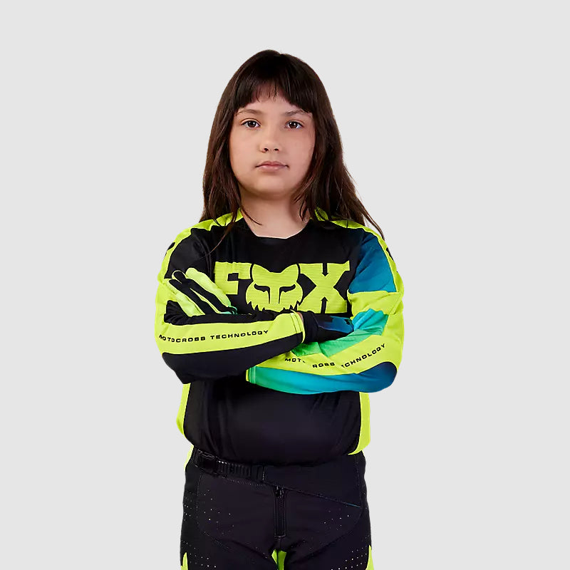 Polera Moto Niño 360 Streak Negro/Amarillo Fox polera moto fox motocross