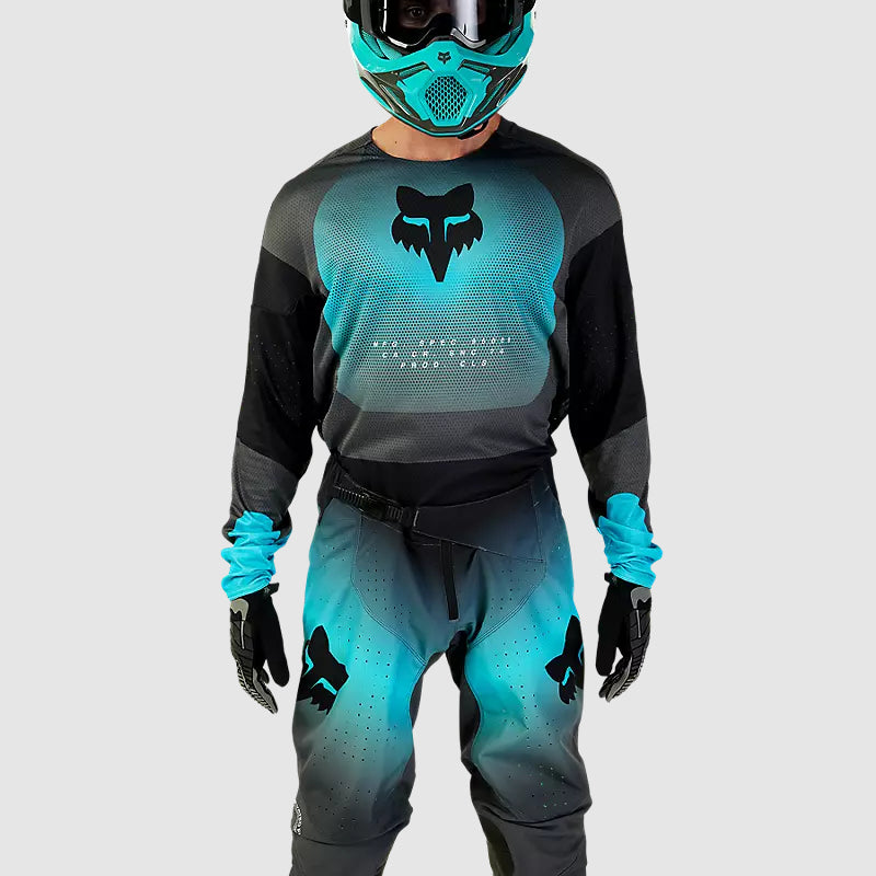 Polera Moto 360 Revise Negro/Celeste Fox polera moto fox motocross