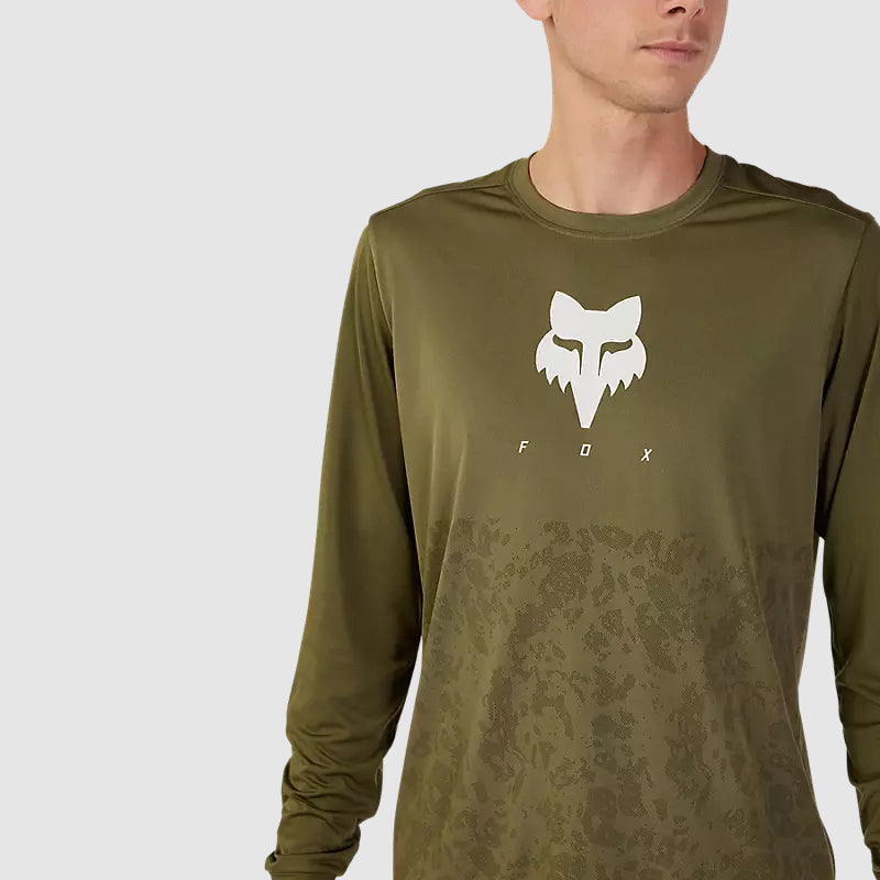 Polera Bicicleta Ranger TruDri® Manga Larga Verde Oliva Fox