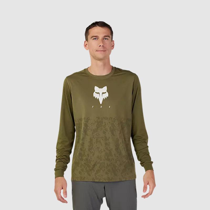 Polera Bicicleta Ranger TruDri® Manga Larga Verde Oliva Fox