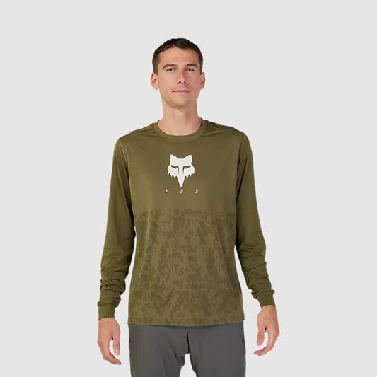 Polera Bicicleta Ranger TruDri® Manga Larga Verde Oliva Fox