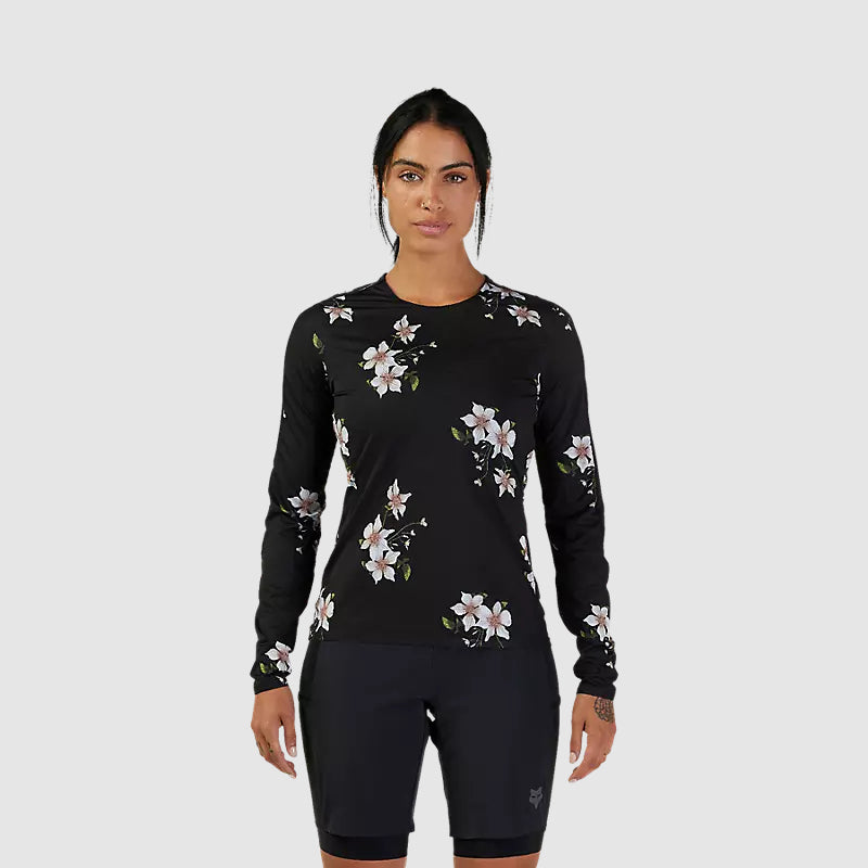 Polera Bicicleta Mujer Flexair Ascent Dogwood Manga Larga Negro Fox polera bicicleta fox mtb
