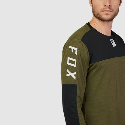 Polera Bicicleta Defend Fox Head Manga Larga Verde Oliva Fox polera bicicleta fox mtb