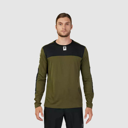 Polera Bicicleta Defend Fox Head Manga Larga Verde Oliva Fox polera bicicleta fox mtb