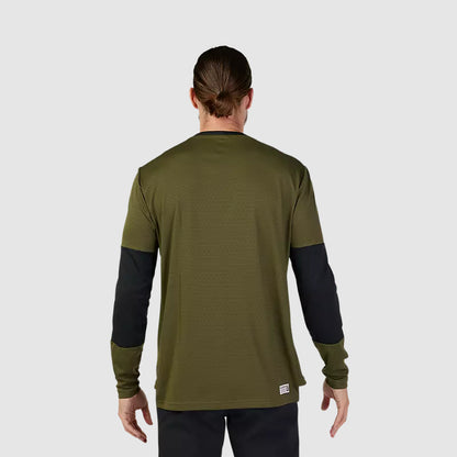 Polera Bicicleta Defend Fox Head Manga Larga Verde Oliva Fox polera bicicleta fox mtb
