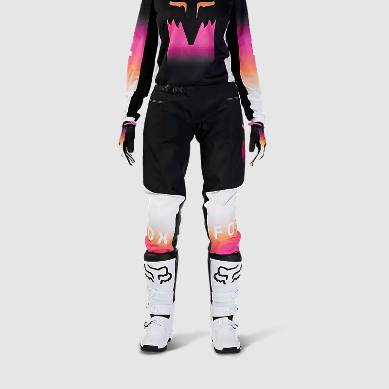 Pantalon Moto Mujer 180 Flora Negro/Rosado Fox