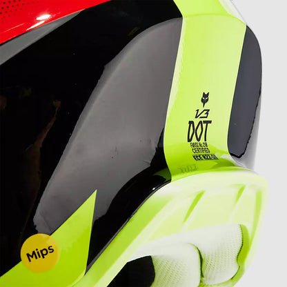 Casco Moto V3 Revise Rojo/Amarillo Fox