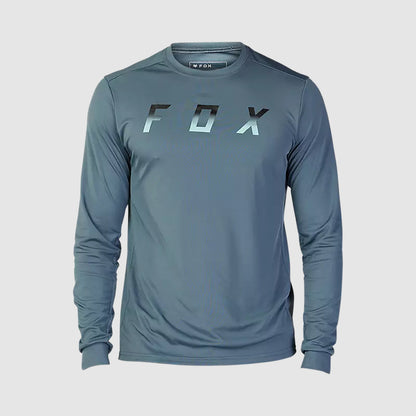 Polera Bicicleta Ranger Dose Manga Larga Azul Acero Fox polera bicicleta fox mtb
