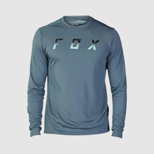 Polera Bicicleta Ranger Dose Manga Larga Azul Acero Fox polera bicicleta fox mtb