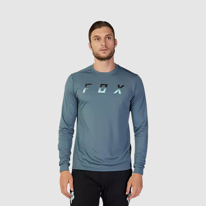 Polera Bicicleta Ranger Dose Manga Larga Azul Acero Fox polera bicicleta fox mtb