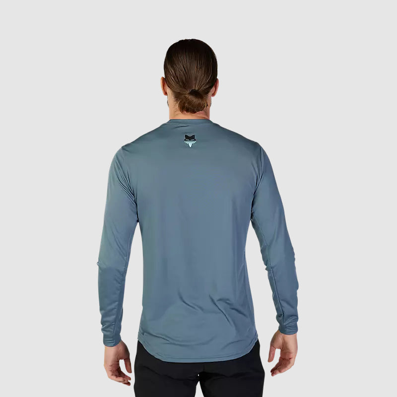 Polera Bicicleta Ranger Dose Manga Larga Azul Acero Fox polera bicicleta fox mtb